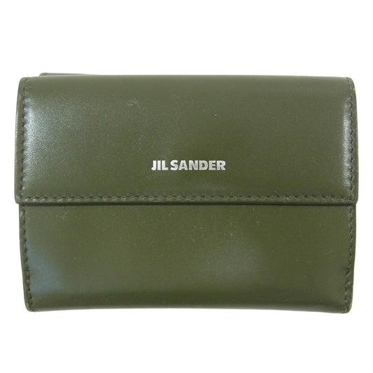 JIL SANDER ジルサンダー 三つ折り ミニ ウォレット 財布 カーキ系【中古】