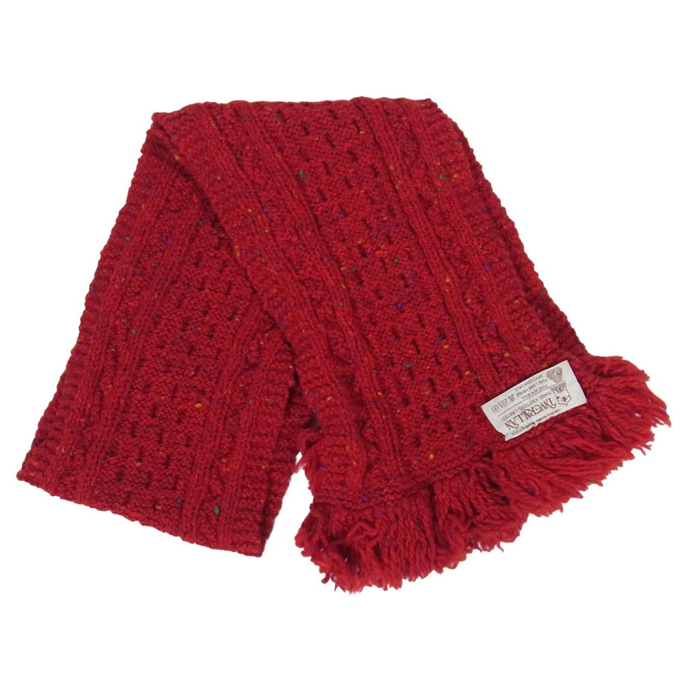 INVERALLAN インバーアラン 茶タグ HANDKNIT MUFFLER ハンドニット マフラー レッド系【中古】