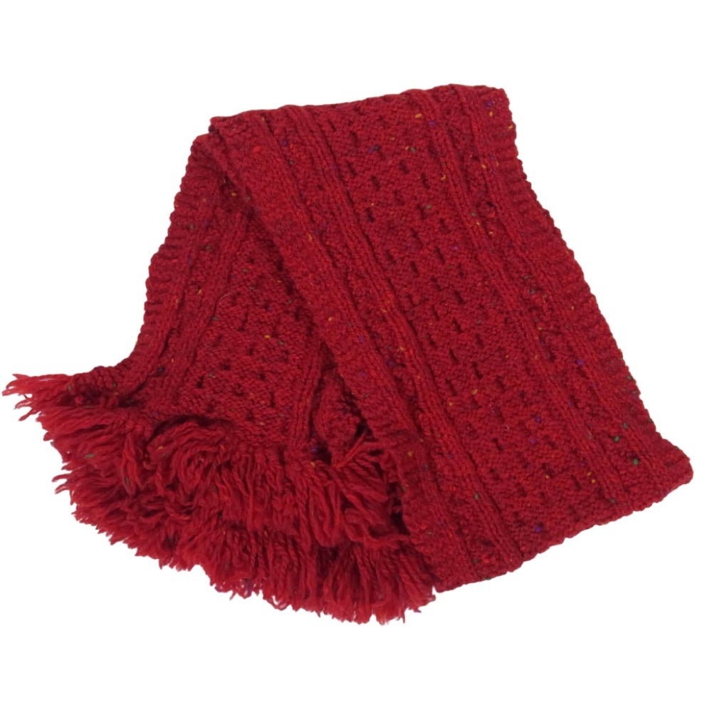 INVERALLAN インバーアラン 茶タグ HANDKNIT MUFFLER ハンドニット マフラー レッド系【中古】