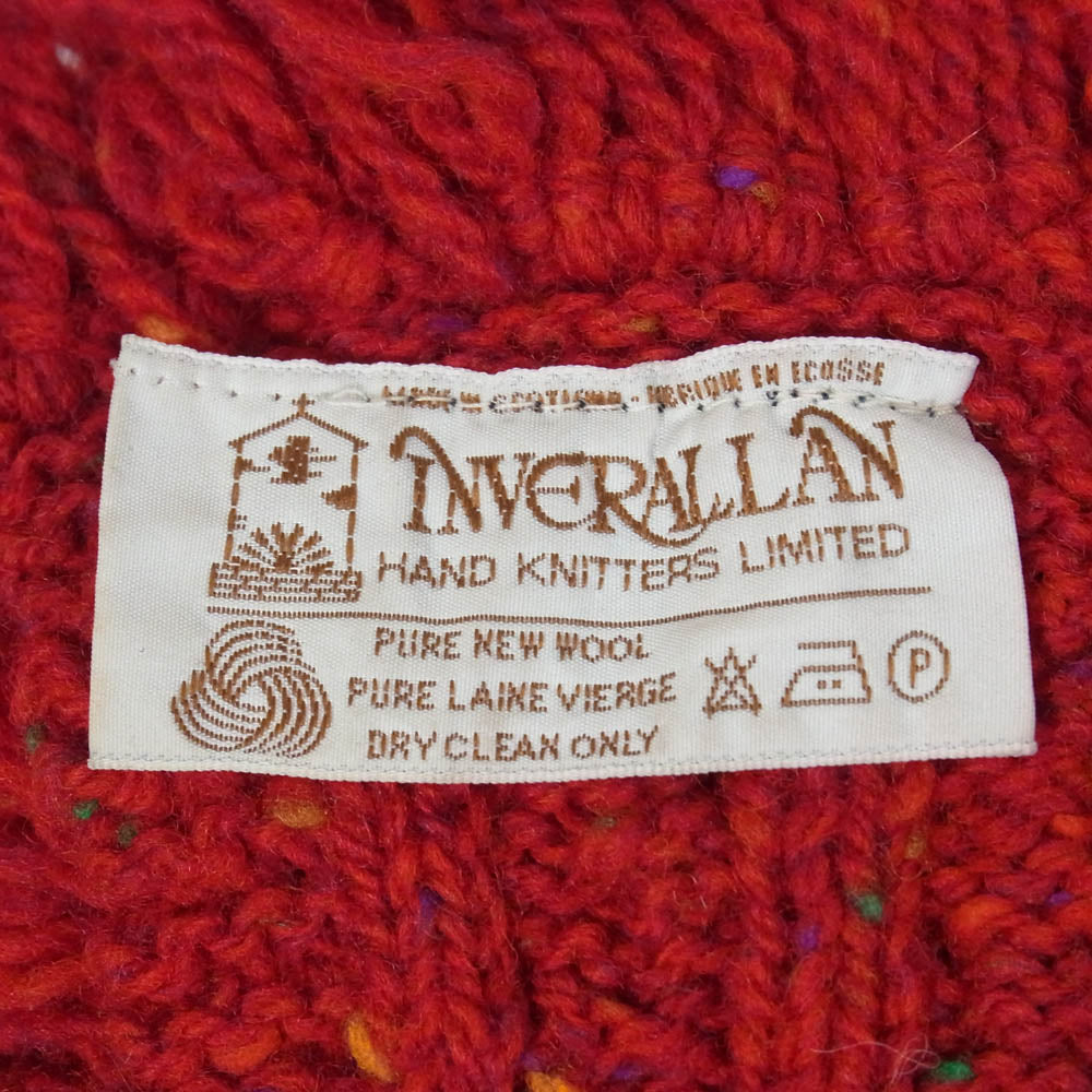INVERALLAN インバーアラン 茶タグ HANDKNIT MUFFLER ハンドニット マフラー レッド系【中古】