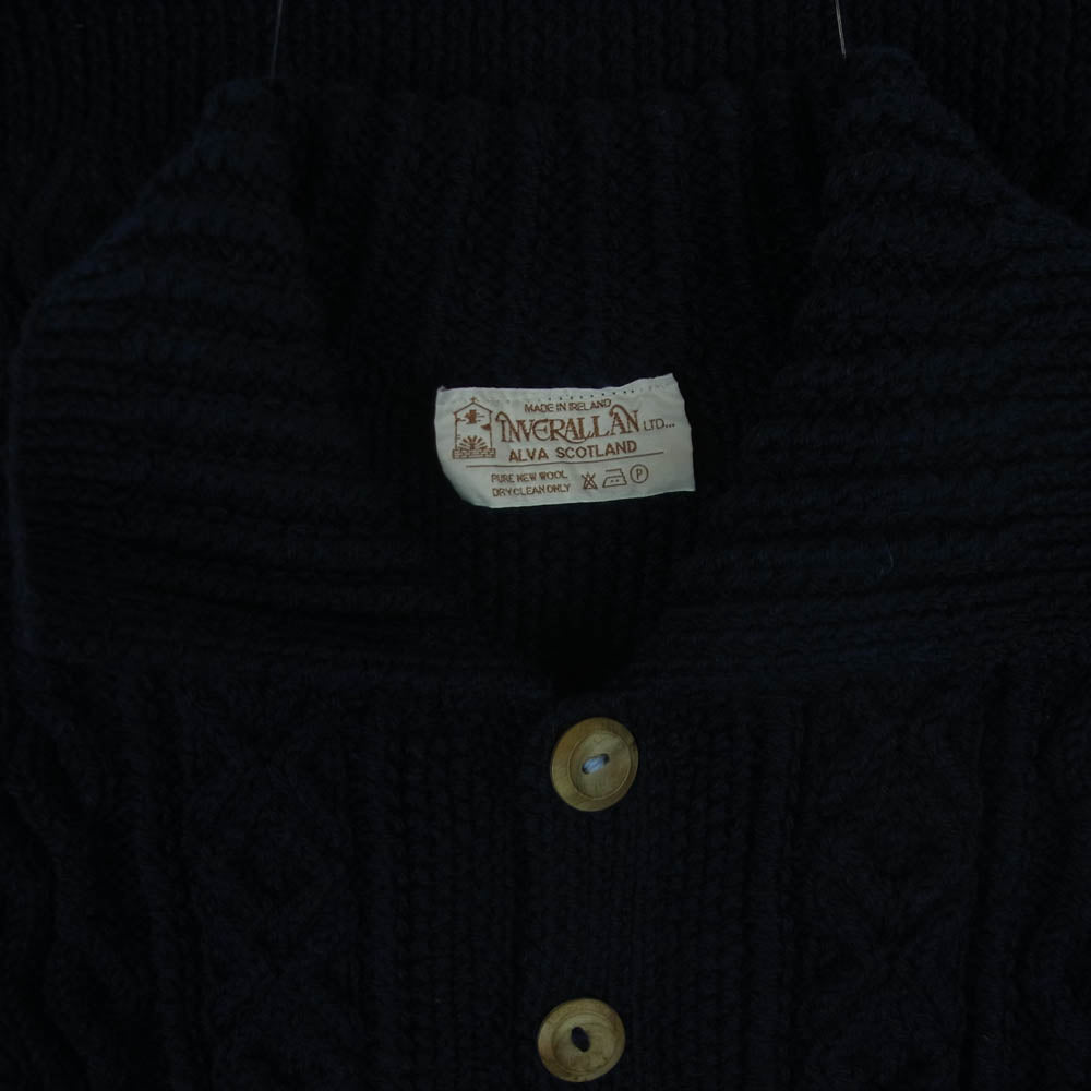 INVERALLAN インバーアラン 茶タグ 3A LUMBER CARDIGAN ランバー アラン ニット カーディガン ダークネイビー系 サイズ表記なし【中古】