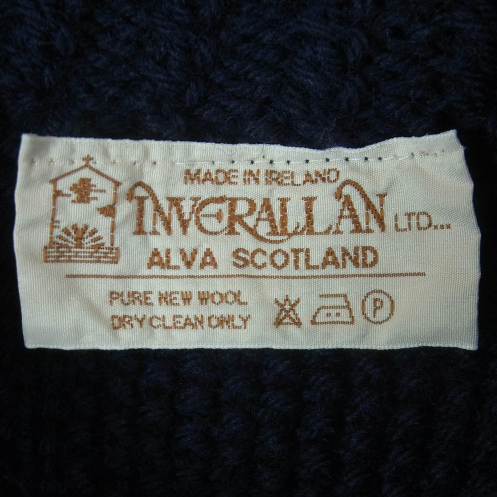 INVERALLAN インバーアラン 茶タグ 3A LUMBER CARDIGAN ランバー アラン ニット カーディガン ダークネイビー系 サイズ表記なし【中古】