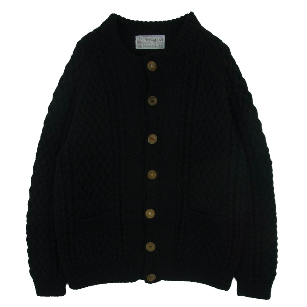 INVERALLAN インバーアラン 茶タグ 4A GOLFER CARDIGAN ゴルファー アラン ニット カーディガン ブラック系 サイズ表記なし【中古】