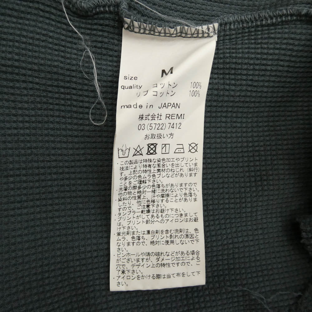 REMI RELIEF レミレリーフ レイヤード サーマル 七分丈 ポケット カットソー チャコール系 M【中古】