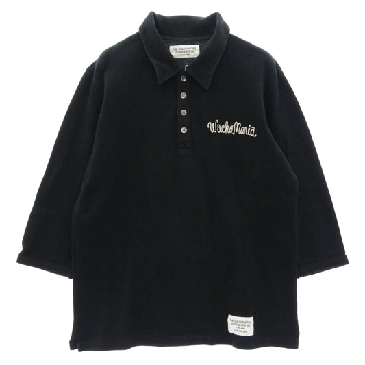 WACKO MARIA ワコマリア the guilty parties バックロゴ 七分丈 ポロシャツ カットソー ブラック系 M【中古】