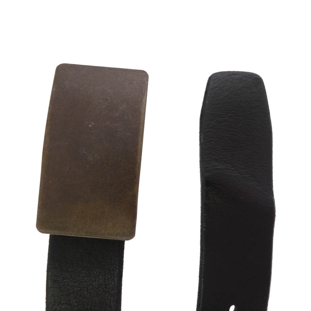 ATTACHMENT アタッチメント プレートバックル レザー ベルト ブラック系【中古】
