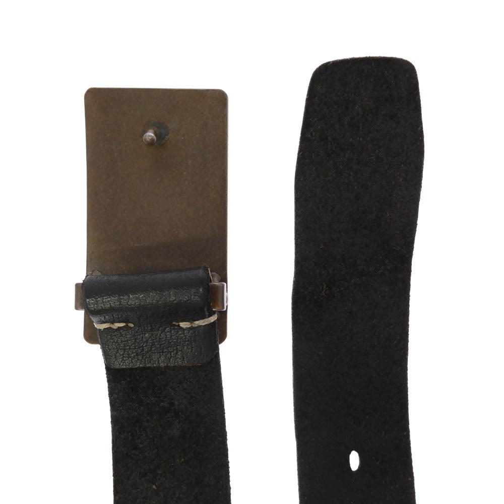 ATTACHMENT アタッチメント プレートバックル レザー ベルト ブラック系【中古】