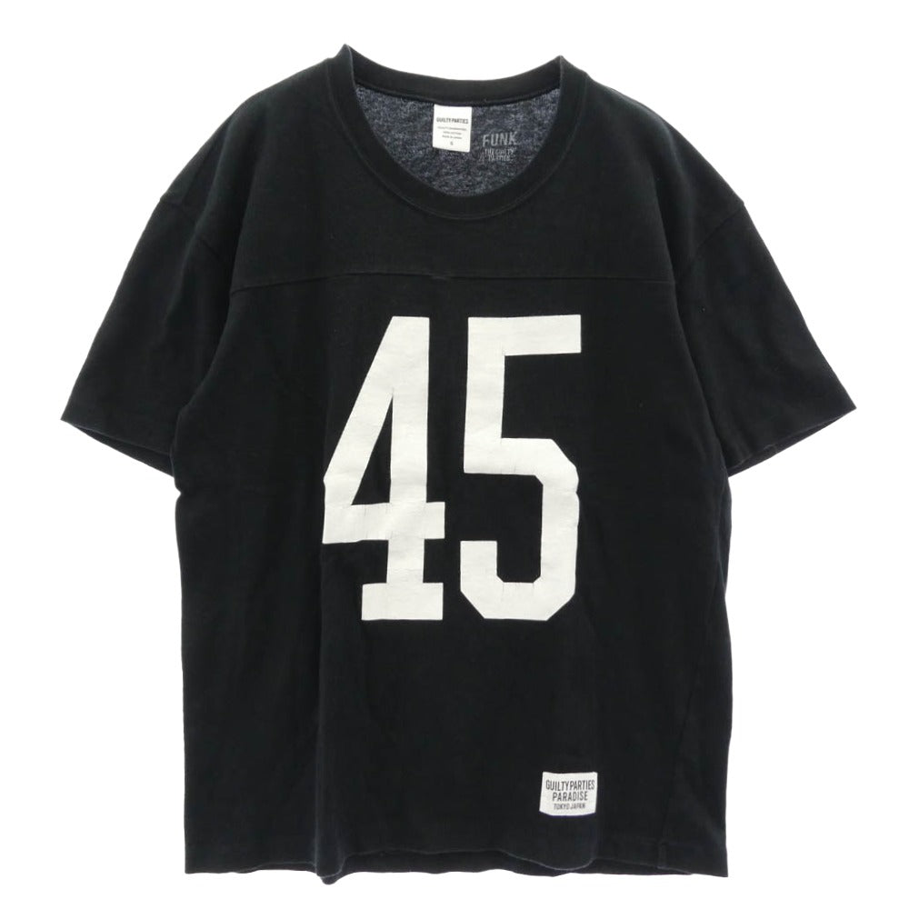 WACKO MARIA ワコマリア GUILTY PARTIES FOOTBALL T-SHIRT ナンバリング フットボール Tシャツ 半袖カットソー ブラック系 S【中古】