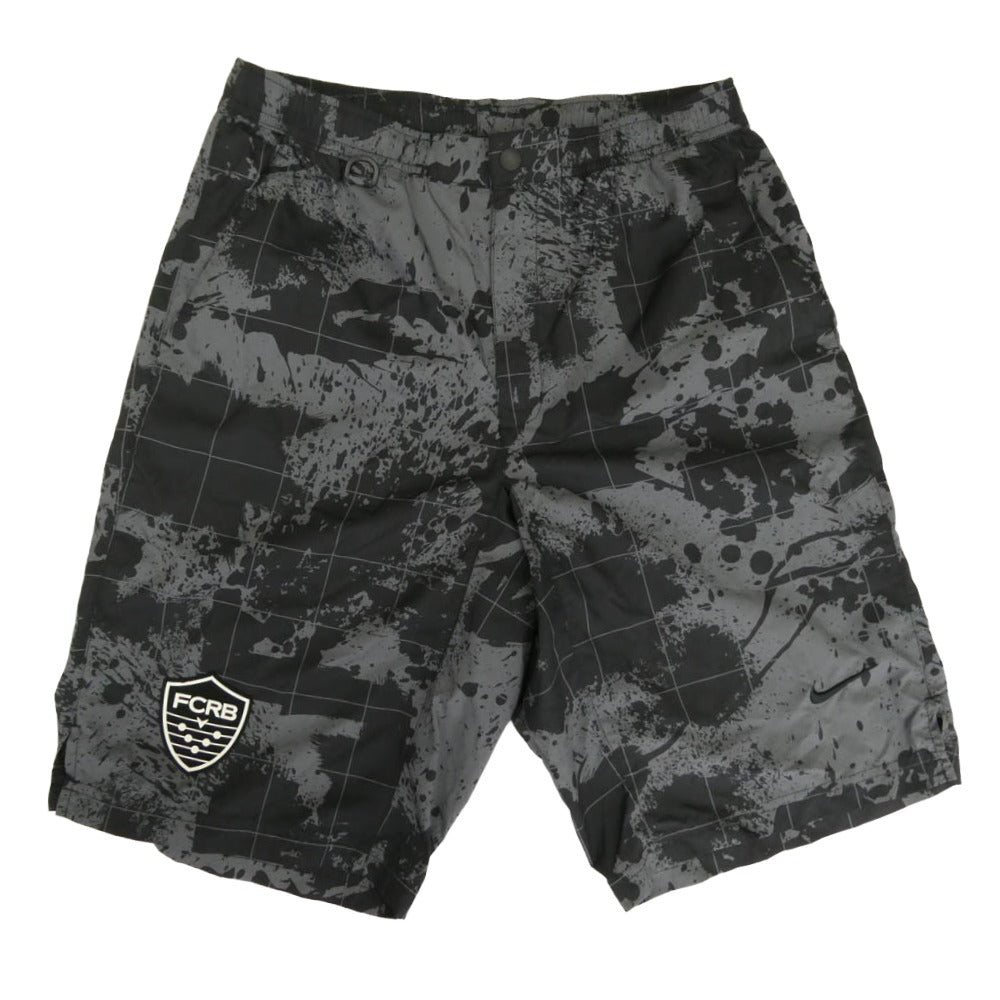 NIKE ナイキ 15AW 789527-012 × F.C.Real Bristol レアルブリストル FIVE WARM UP SHORTS ラバーワッペン 総柄 ナイロン ショーツ ハーフパンツ ブラック系 グレー系 S【中古】