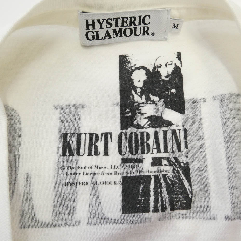 HYSTERIC GLAMOUR ヒステリックグラマー 08SS 4CT-5812 KURT COBAIN Smells Like Teen Spirit TEE カートコバーン フォトプリント Tシャツ 半袖カットソー ホワイト ホワイト系 M【中古】
