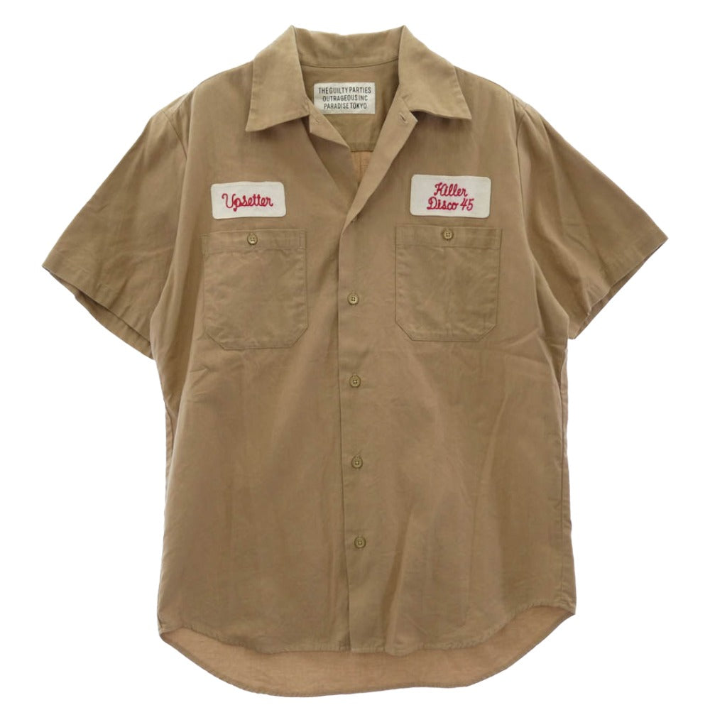 WACKO MARIA ワコマリア guilty parties バックロゴ ワーク 半袖 シャツ ベージュ系 S【中古】