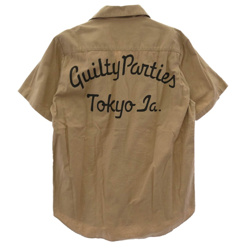WACKO MARIA ワコマリア guilty parties バックロゴ ワーク 半袖 シャツ ベージュ系 S【中古】