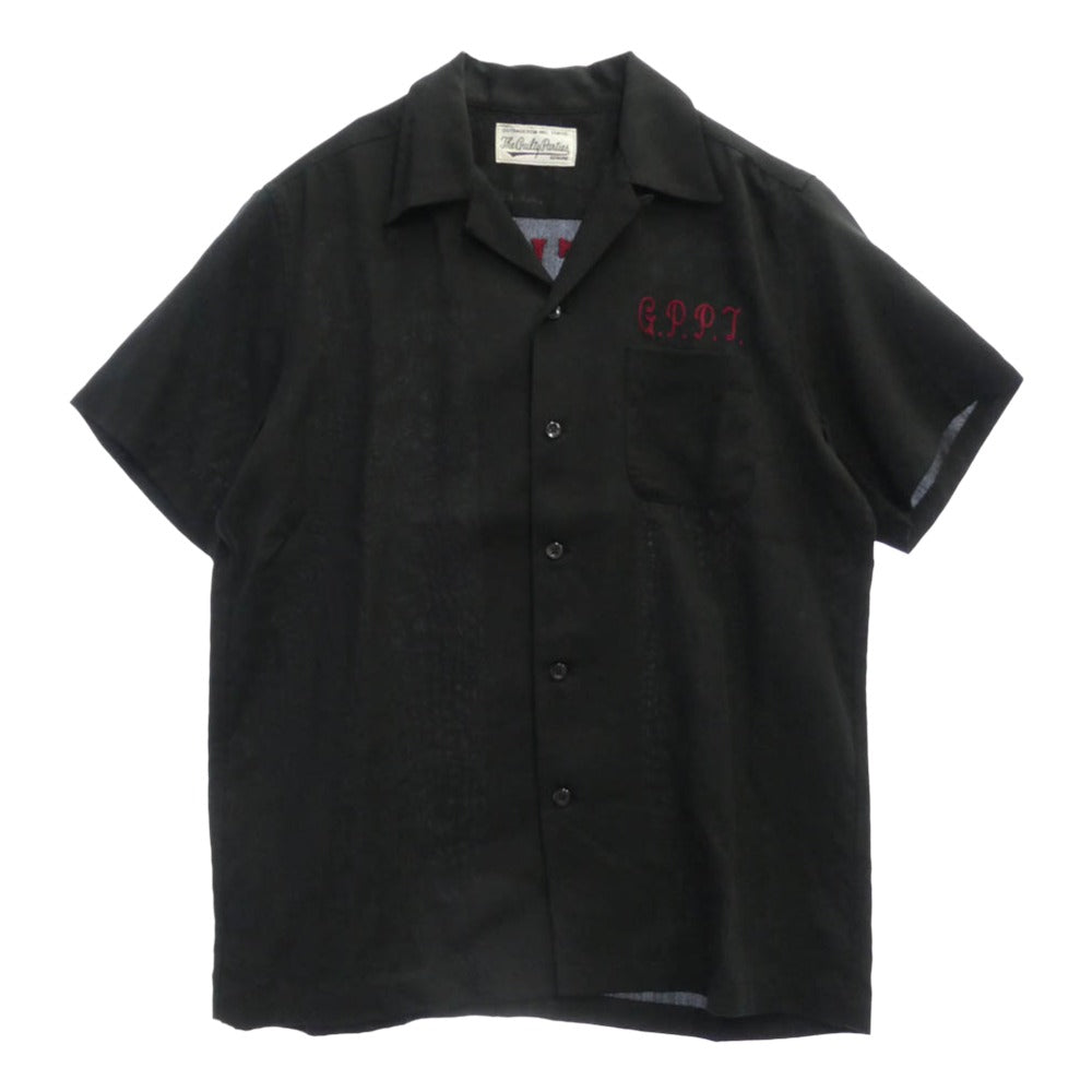 WACKO MARIA ワコマリア the guilty parties バックロゴ レーヨン 半袖 ボーリング オープンカラー シャツ ブラック系 M【中古】
