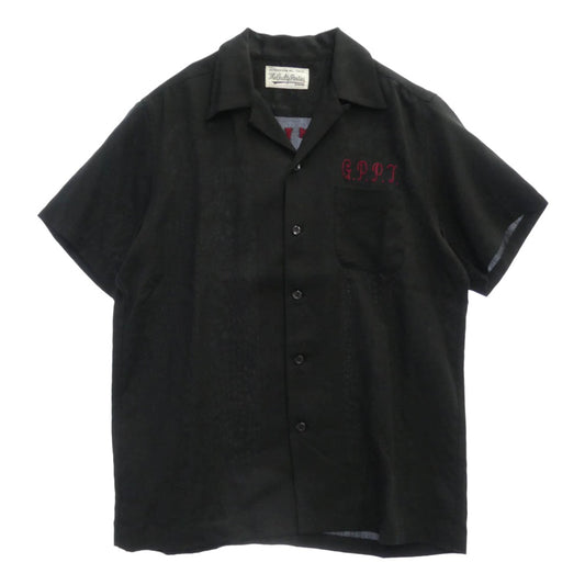 WACKO MARIA ワコマリア the guilty parties バックロゴ レーヨン 半袖 ボーリング オープンカラー シャツ ブラック系 M【中古】