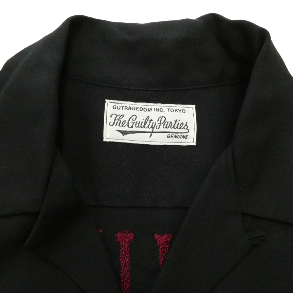 WACKO MARIA ワコマリア the guilty parties バックロゴ レーヨン 半袖 ボーリング オープンカラー シャツ ブラック系 M【中古】