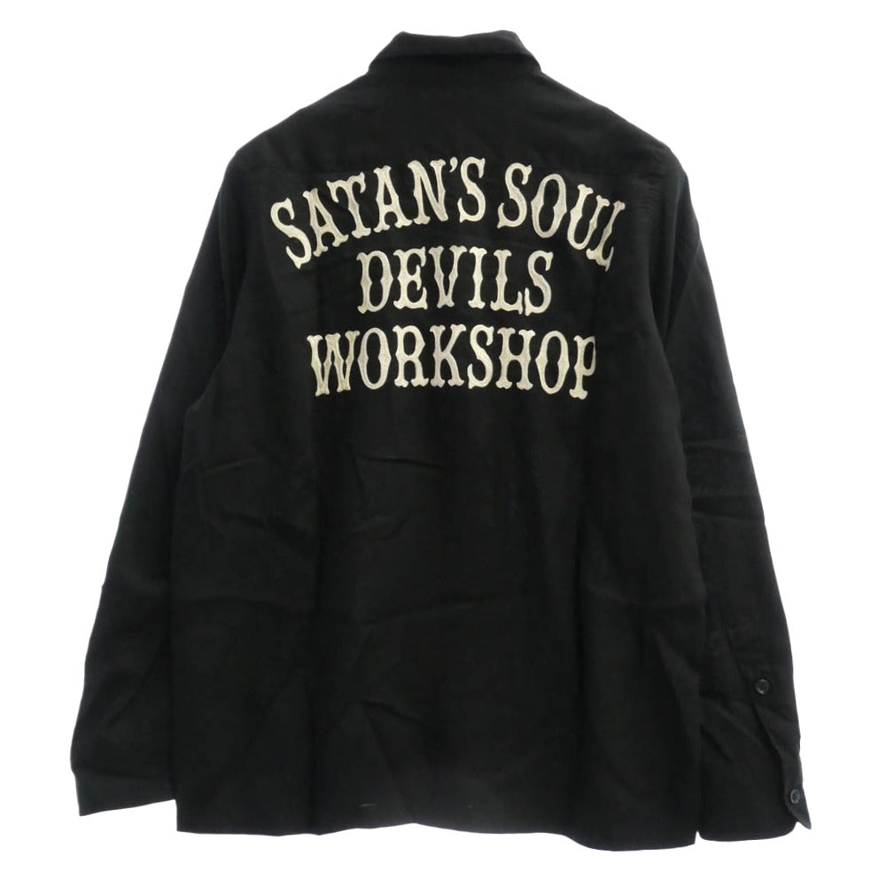 WACKO MARIA ワコマリア SATAN'S SOUL DEVIL WORKSHOP バックロゴ レーヨン 長袖 シャツ ブラック系 S【中古】