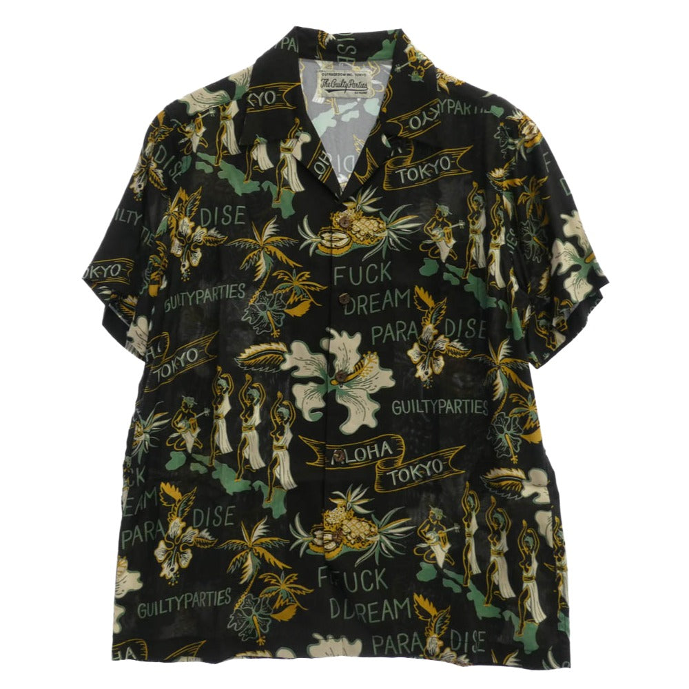 WACKO MARIA ワコマリア 17SS FUCK DREAM PARADISE 半袖 アロハ シャツ ブラック系 M【中古】