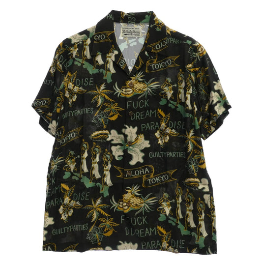 WACKO MARIA ワコマリア 17SS FUCK DREAM PARADISE 半袖 アロハ シャツ ブラック系 M【中古】