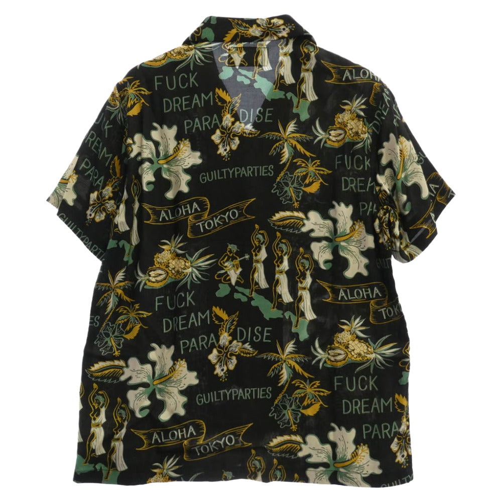 WACKO MARIA ワコマリア 17SS FUCK DREAM PARADISE 半袖 アロハ シャツ ブラック系 M【中古】