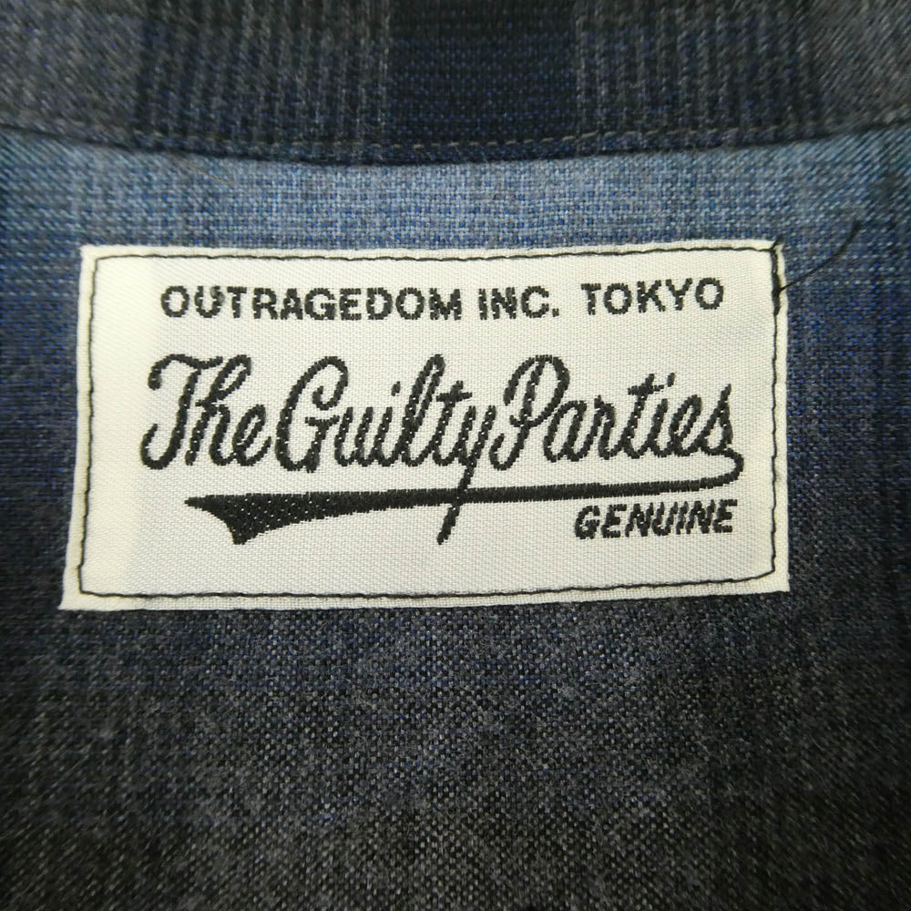 WACKO MARIA ワコマリア OMBRE CHECK OPEN COLLAR SHIRT オンブレチェック 半袖 シャツ ネイビー系 ブラック系 M【中古】