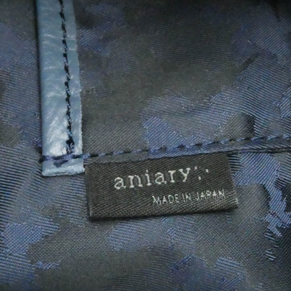 aniary アニアリ 07-0201 トートバッグ Shrink Leather 牛革 Tote シュリンクレザー ビジネストート ブルー系【中古】