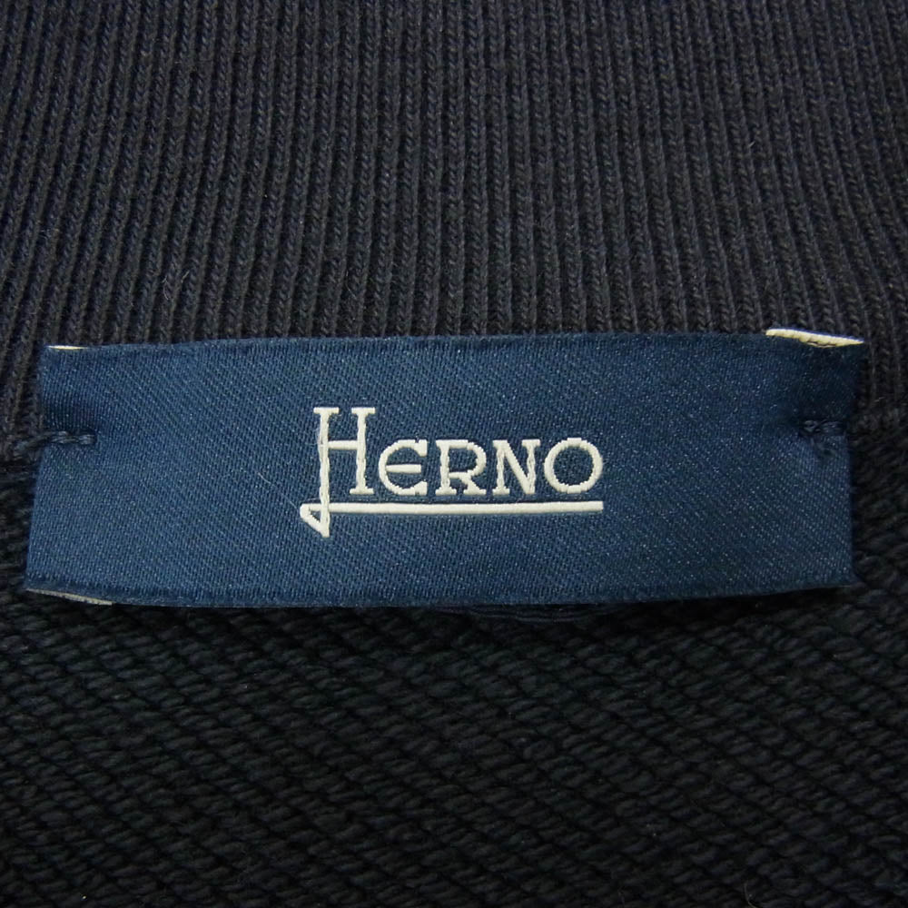 Herno ヘルノ JP000111U-52075-9200 ヘルノ ハイブリッド ブルゾン スウェットジャージー ダウン ロゴ ネイビー系 46【中古】