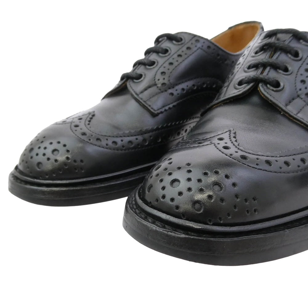 Tricker's トリッカーズ 5633110 BOURTON バートン ボックスカーフレザー ウィングチップシューズ ダイナイトソール ブラック系 UK5.5【中古】