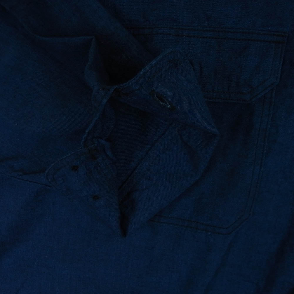ワーカーズ DELUXE SHIRT OPEN FRONT デラックス 長袖 シャツ オープンフロント ネイビー系 Beta Chambray 16【美品】【中古】