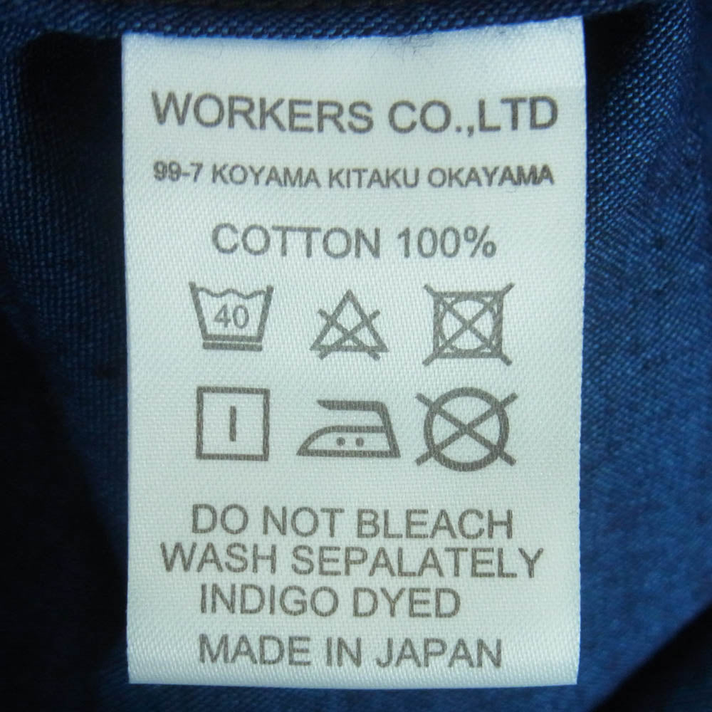 ワーカーズ DELUXE SHIRT OPEN FRONT デラックス 長袖 シャツ オープンフロント ネイビー系 Beta Chambray 16【美品】【中古】