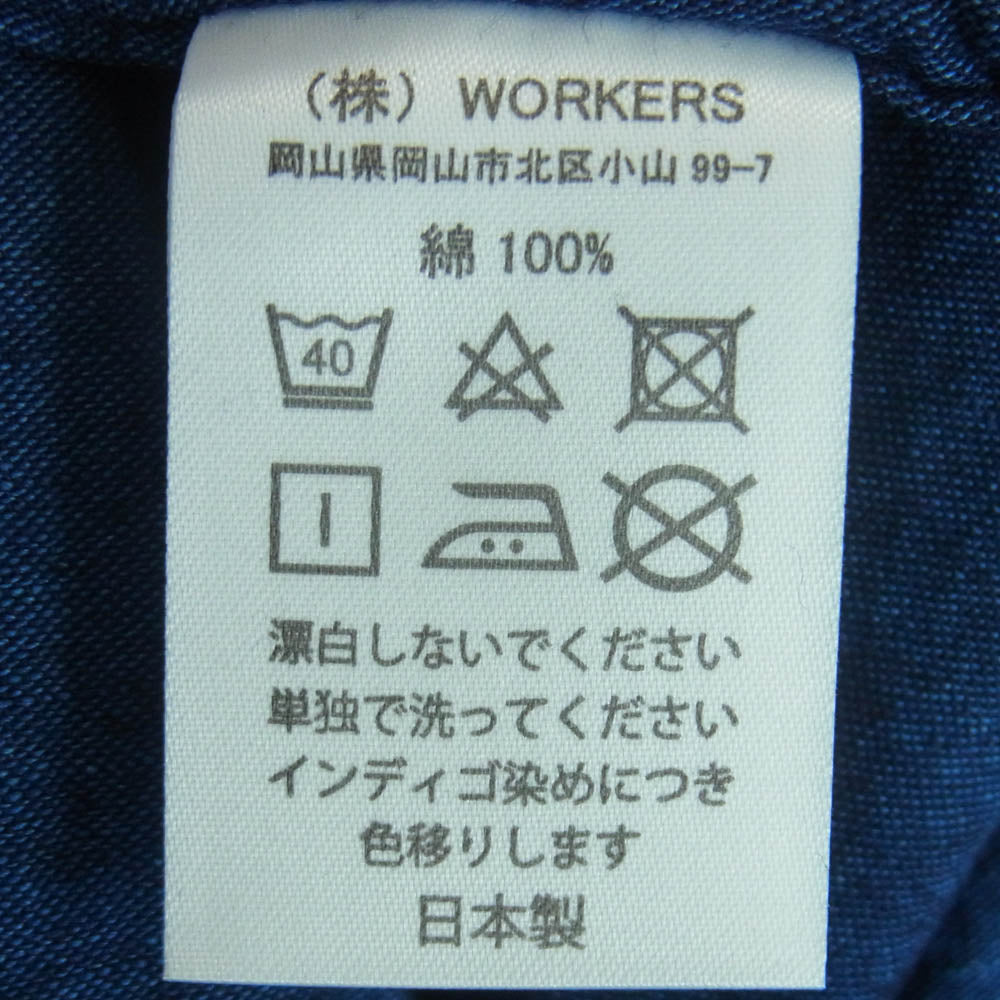 ワーカーズ DELUXE SHIRT OPEN FRONT デラックス 長袖 シャツ オープンフロント ネイビー系 Beta Chambray 16【美品】【中古】