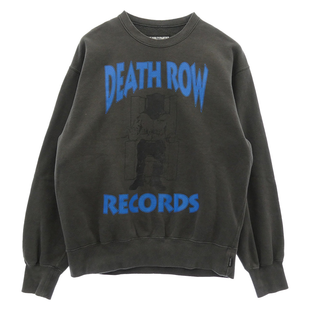 WACKO MARIA ワコマリア x DEATH ROW RECORDS デス ロウ レコード WASHED MIDDLE WEIGHT CREW NECK SWEAT SHIRT クルーネック スウェット ブラック系 ブルー系 L【美品】【中古】