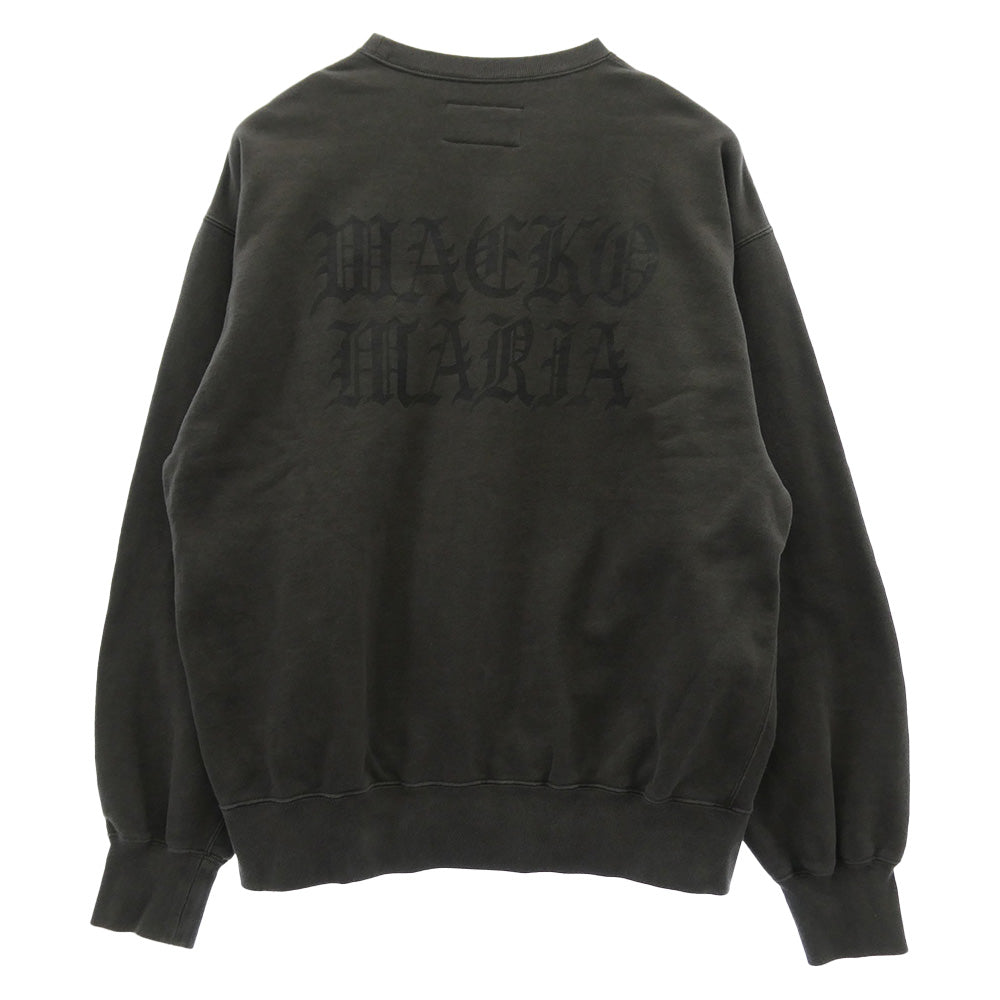 WACKO MARIA ワコマリア x DEATH ROW RECORDS デス ロウ レコード WASHED MIDDLE WEIGHT CREW NECK SWEAT SHIRT クルーネック スウェット ブラック系 ブルー系 L【美品】【中古】