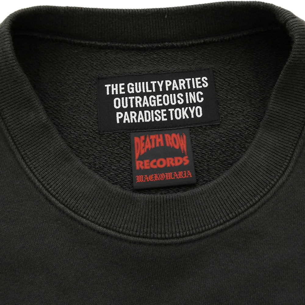 WACKO MARIA ワコマリア x DEATH ROW RECORDS デス ロウ レコード WASHED MIDDLE WEIGHT CREW NECK SWEAT SHIRT クルーネック スウェット ブラック系 ブルー系 L【美品】【中古】