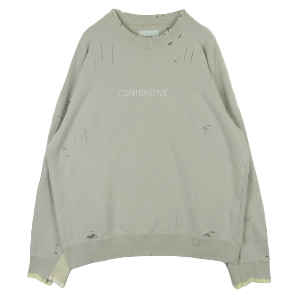 ssstein シュタイン 22AW ST.441 OVERSIZED REBUILD SWEAT LS CONTRUSTIVE プリント ダメージ ブリーチ 加工 オーバーサイズ シルエット スウェット グレイッシュベージュ系 M【中古】