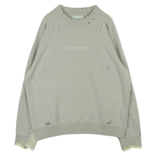 ssstein シュタイン 22AW ST.441 OVERSIZED REBUILD SWEAT LS CONTRUSTIVE プリント ダメージ ブリーチ 加工 オーバーサイズ シルエット スウェット グレイッシュベージュ系 M【中古】