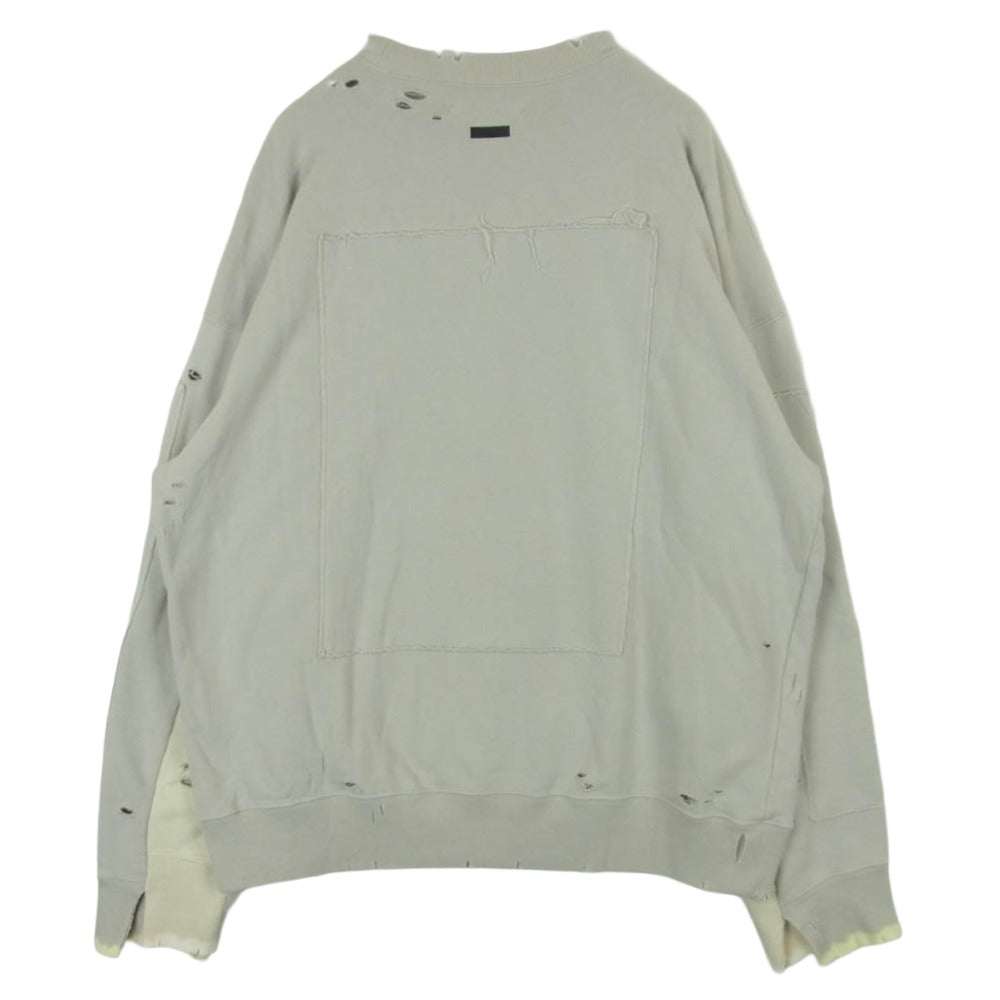 ssstein シュタイン 22AW ST.441 OVERSIZED REBUILD SWEAT LS CONTRUSTIVE プリント ダメージ ブリーチ 加工 オーバーサイズ シルエット スウェット グレイッシュベージュ系 M【中古】