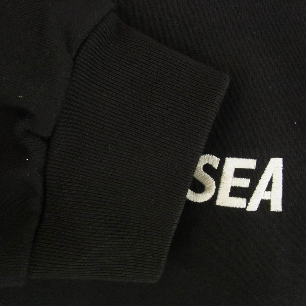 HYSTERIC GLAMOUR ヒステリックグラマー WDS-C-HYS 23-AP-Q1-16 × WIND AND SEA ウィンダンシー HYS WDS ロゴ刺繍 バック HYS SEA ワッペン フーディ プルオーバー スウェット パーカー ブラック系 XL【中古】