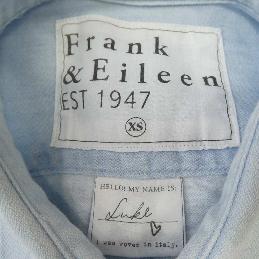 Frank&Eileen フランクアンドアイリーン LUKE イタリアンファブリック ルーク コットン 綿デニム 長袖 シャツ ライトブルー系 XS【中古】