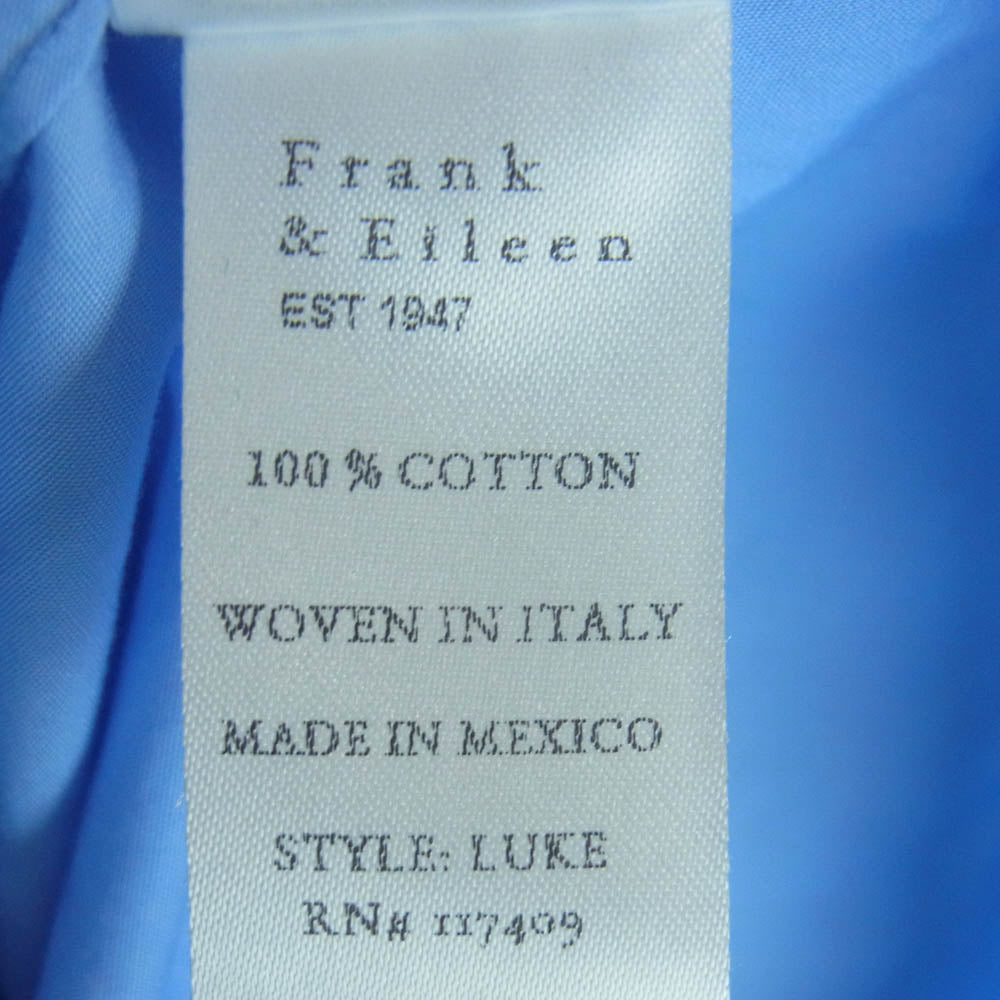 Frank&Eileen フランクアンドアイリーン 3620700149 JP LUKE イタリアンファブリック ジャパンルーク コットンポプリン 長袖 シャツ ライトブルー系 XS【中古】