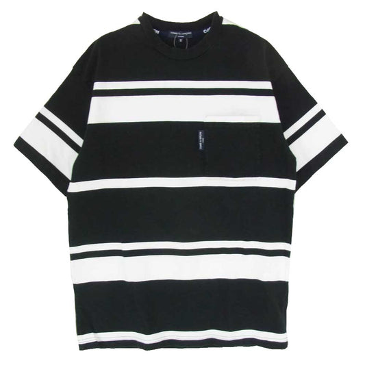 COMME des GARCONS HOMME コムデギャルソンオム AD2023 HM-T013 CdGH コットン天竺 綿ポケット TEE クルーネック 半袖 Tシャツ カットソー ブラック系 S【中古】