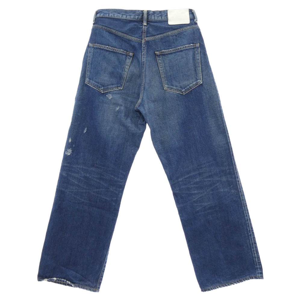 Ron Herman ロンハーマン 3720600017 DENIM デニムライン ダメージ加工 ボタンフライ ストレート デニムパンツ ジーンズ インディゴブルー系 30【中古】