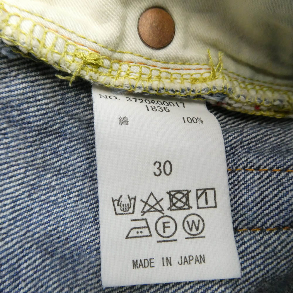 Ron Herman ロンハーマン 3720600017 DENIM デニムライン ダメージ加工 ボタンフライ ストレート デニムパンツ ジーンズ インディゴブルー系 30【中古】