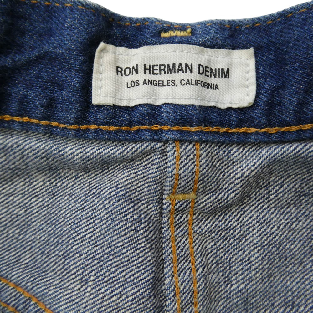 Ron Herman ロンハーマン 3720600017 DENIM デニムライン ダメージ加工 ボタンフライ ストレート デニムパンツ ジーンズ インディゴブルー系 30【中古】