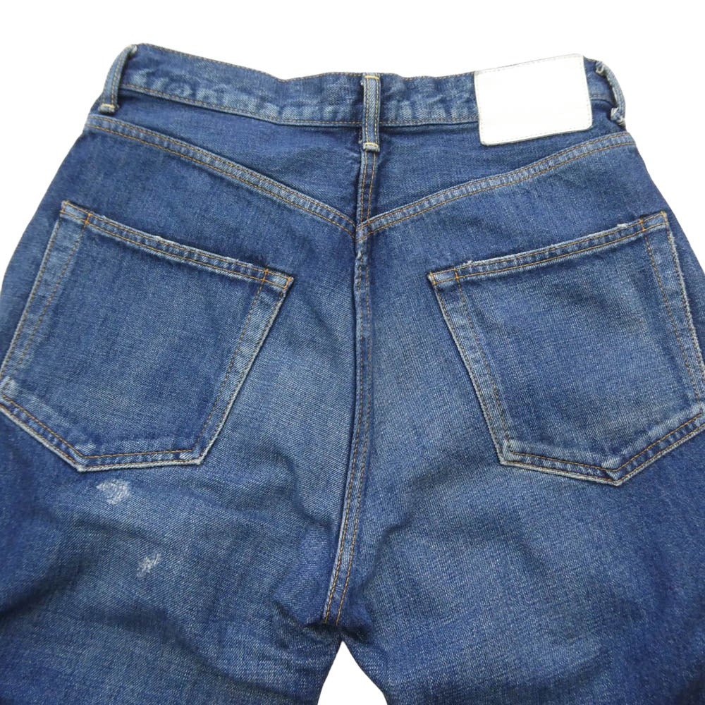Ron Herman ロンハーマン 3720600017 DENIM デニムライン ダメージ加工 ボタンフライ ストレート デニムパンツ ジーンズ インディゴブルー系 30【中古】