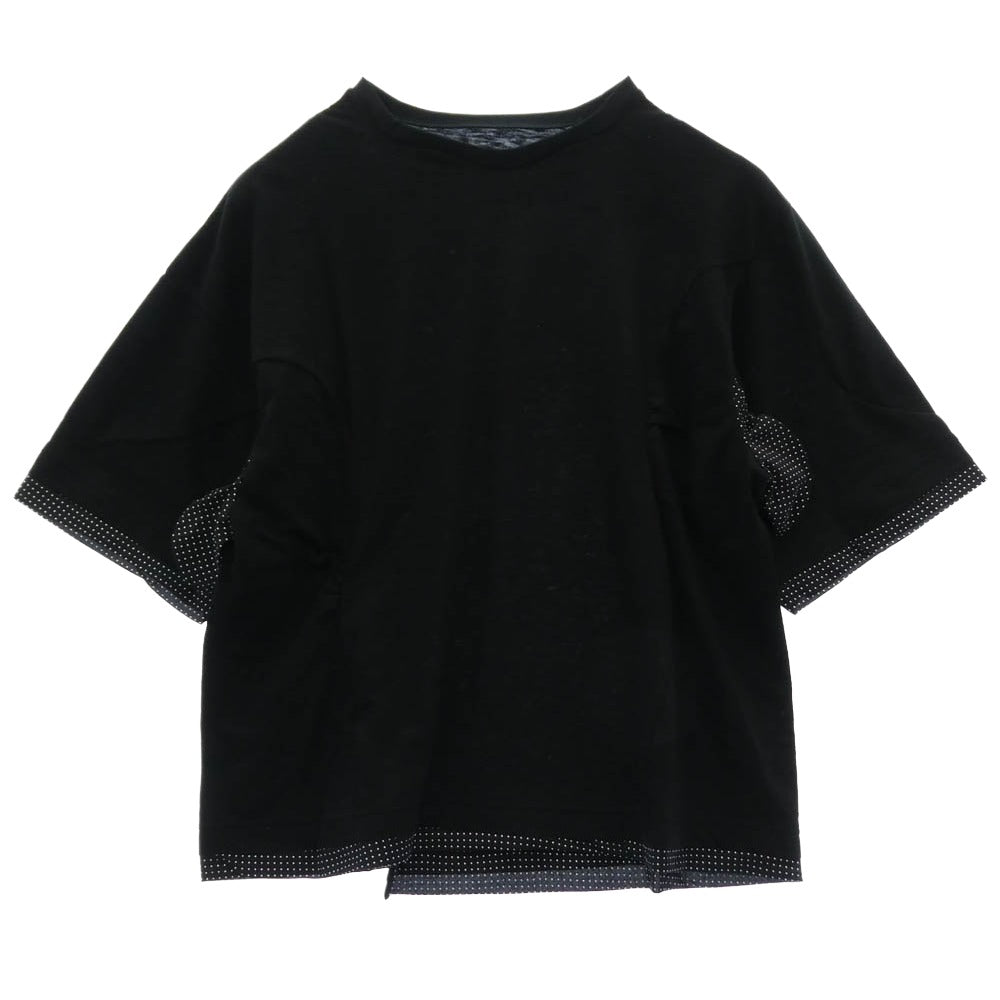 UNDERCOVER アンダーカバー 26SS UC1F1803-2 Slub cotton T-shirt 素材切替 背面ビックタグ スラブコットン Tシャツ 半袖カットソー ブラック系 2【美品】【中古】