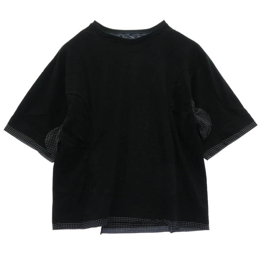 UNDERCOVER アンダーカバー 26SS UC1F1803-2 Slub cotton T-shirt 素材切替 背面ビックタグ スラブコットン Tシャツ 半袖カットソー ブラック系 2【美品】【中古】