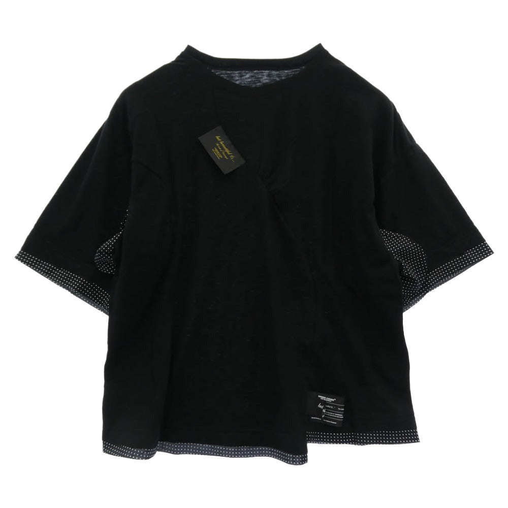 UNDERCOVER アンダーカバー 26SS UC1F1803-2 Slub cotton T-shirt 素材切替 背面ビックタグ スラブコットン Tシャツ 半袖カットソー ブラック系 2【美品】【中古】