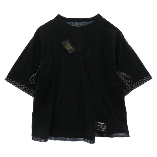 UNDERCOVER アンダーカバー 26SS UC1F1803-2 Slub cotton T-shirt 素材切替 背面ビックタグ スラブコットン Tシャツ 半袖カットソー ブラック系 2【美品】【中古】