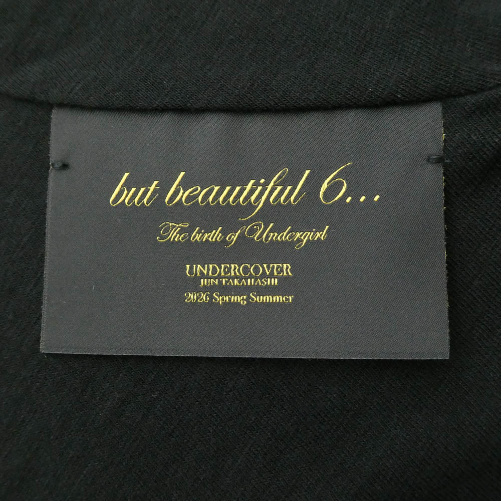 UNDERCOVER アンダーカバー 26SS UC1F1803-2 Slub cotton T-shirt 素材切替 背面ビックタグ スラブコットン Tシャツ 半袖カットソー ブラック系 2【美品】【中古】