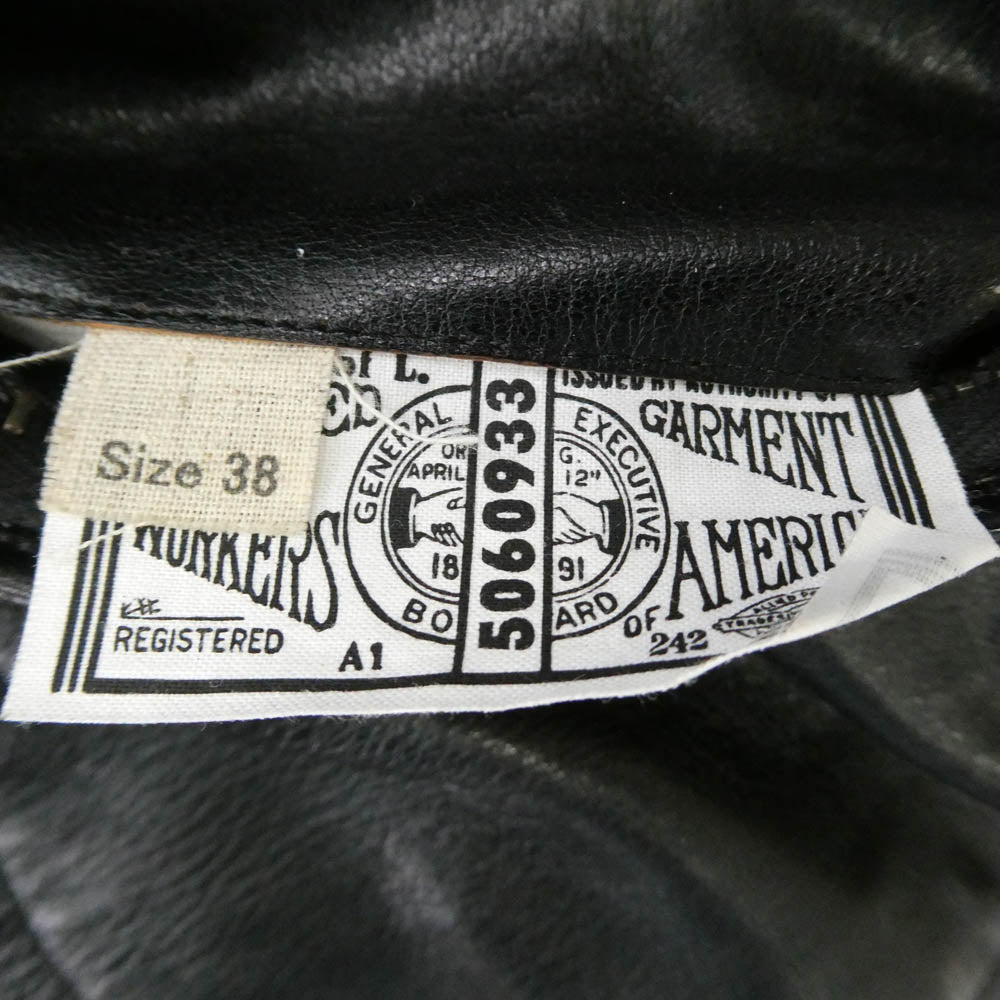 DAPPER'S ダッパーズ LOT1516 茶芯 30s Style Leather Sports Jacket レザー スポーツ ジャケット ブラック系 38【美品】【中古】